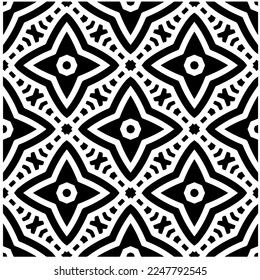 Vector pattern in geometric ornamental style. Black and white color.Seamless pattern.