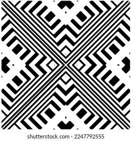 Vector pattern in geometric ornamental style. Black and white color.Seamless pattern.