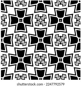 Vector pattern in geometric ornamental style. Black and white color.Seamless pattern.