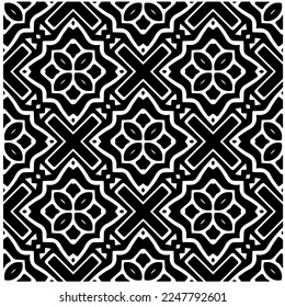 Vector pattern in geometric ornamental style. Black and white color.Seamless pattern.