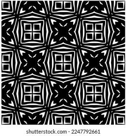 Vector pattern in geometric ornamental style. Black and white color.Seamless pattern.