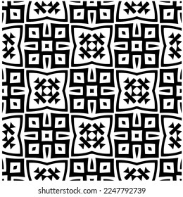 Vector pattern in geometric ornamental style. Black and white color.Seamless pattern.