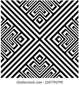 Vector pattern in geometric ornamental style. Black and white color.Seamless pattern.