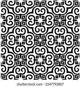 Vector pattern in geometric ornamental style. Black and white color.Seamless pattern.