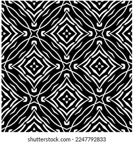Vector pattern in geometric ornamental style. Black and white color.Seamless pattern.