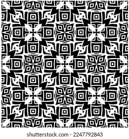 Vector pattern in geometric ornamental style. Black and white color.Seamless pattern.
