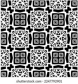 Vector pattern in geometric ornamental style. Black and white color.Seamless pattern.