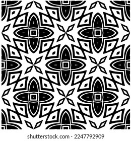 Vector pattern in geometric ornamental style. Black and white color.Seamless pattern.