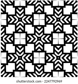 Vector pattern in geometric ornamental style. Black and white color.Seamless pattern.