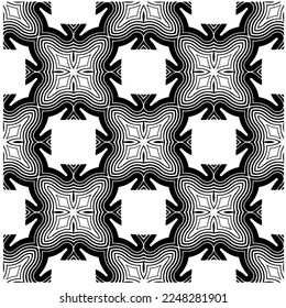 
Vector pattern in geometric ornamental style. Black and white color.Seamless pattern.