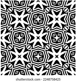 Vector pattern in geometric ornamental style. Black and white color.Seamless pattern.