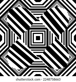 Vector pattern in geometric ornamental style. Black and white color.Seamless pattern.
