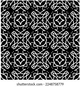 Vector pattern in geometric ornamental style. Black and white color.Seamless pattern.