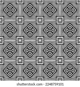 Vector pattern in geometric ornamental style. Black and white color.Seamless pattern.