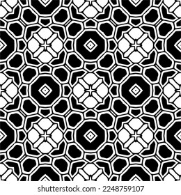 Vector pattern in geometric ornamental style. Black and white color.Seamless pattern.