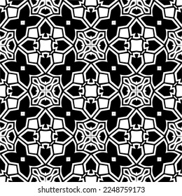 Vector pattern in geometric ornamental style. Black and white color.Seamless pattern.