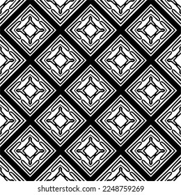 Vector pattern in geometric ornamental style. Black and white color.Seamless pattern.