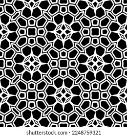 Vector pattern in geometric ornamental style. Black and white color.Seamless pattern.