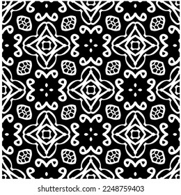 Vector pattern in geometric ornamental style. Black and white color.Seamless pattern.