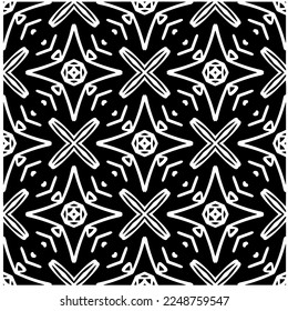 Vector pattern in geometric ornamental style. Black and white color.Seamless pattern.