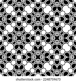 Vector pattern in geometric ornamental style. Black and white color.Seamless pattern.