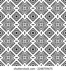 Vector pattern in geometric ornamental style. Black and white color.Seamless pattern.