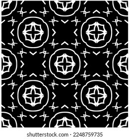 Vector pattern in geometric ornamental style. Black and white color.Seamless pattern.