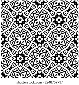 Vector pattern in geometric ornamental style. Black and white color.Seamless pattern.