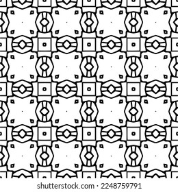 Vector pattern in geometric ornamental style. Black and white color.Seamless pattern.