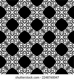 Vector pattern in geometric ornamental style. Black and white color.Seamless pattern.