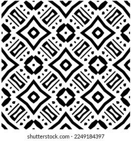 Vector pattern in geometric ornamental style. Black and white color.Seamless pattern.