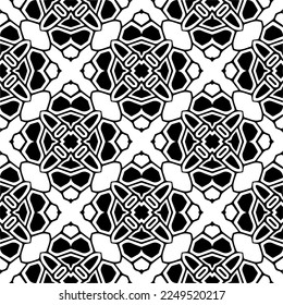 Vector pattern in geometric ornamental style. Black and white color.Seamless pattern.