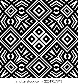 Vector pattern in geometric ornamental style. Black and white color.Seamless pattern.