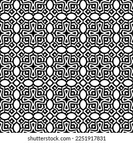 Vector pattern in geometric ornamental style. Black and white color.Seamless pattern.