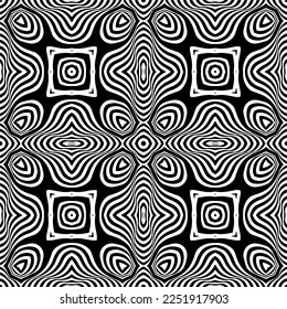 Vector pattern in geometric ornamental style. Black and white color.Seamless pattern.