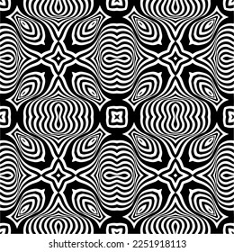 Vector pattern in geometric ornamental style. Black and white color.Seamless pattern.