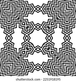 Vector pattern in geometric ornamental style. Black and white color.Seamless pattern.