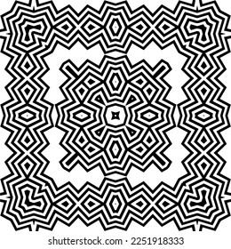 Vector pattern in geometric ornamental style. Black and white color.Seamless pattern.