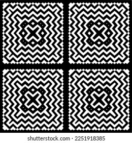 Vector pattern in geometric ornamental style. Black and white color.Seamless pattern.