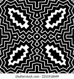 Vector pattern in geometric ornamental style. Black and white color.Seamless pattern.