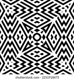 Vector pattern in geometric ornamental style. Black and white color.Seamless pattern.