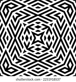 Vector pattern in geometric ornamental style. Black and white color.Seamless pattern.