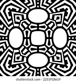 Vector pattern in geometric ornamental style. Black and white color.Seamless pattern.