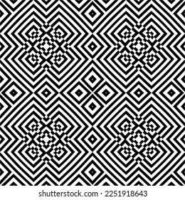 Vector pattern in geometric ornamental style. Black and white color.Seamless pattern.