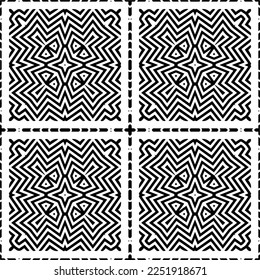Vector pattern in geometric ornamental style. Black and white color.Seamless pattern.