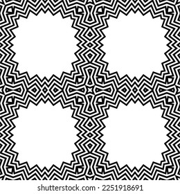 Vector pattern in geometric ornamental style. Black and white color.Seamless pattern.