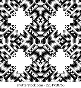 Vector pattern in geometric ornamental style. Black and white color.Seamless pattern.