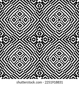 Vector pattern in geometric ornamental style. Black and white color.Seamless pattern.