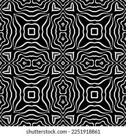 Vector pattern in geometric ornamental style. Black and white color.Seamless pattern.