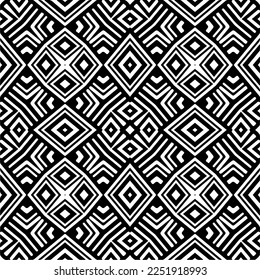 Vector pattern in geometric ornamental style. Black and white color.Seamless pattern.